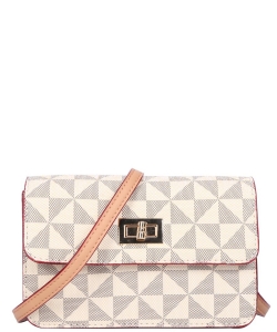 Fashion Plaid Checker Design Crossbody Bag - 007-8648 TAUPE